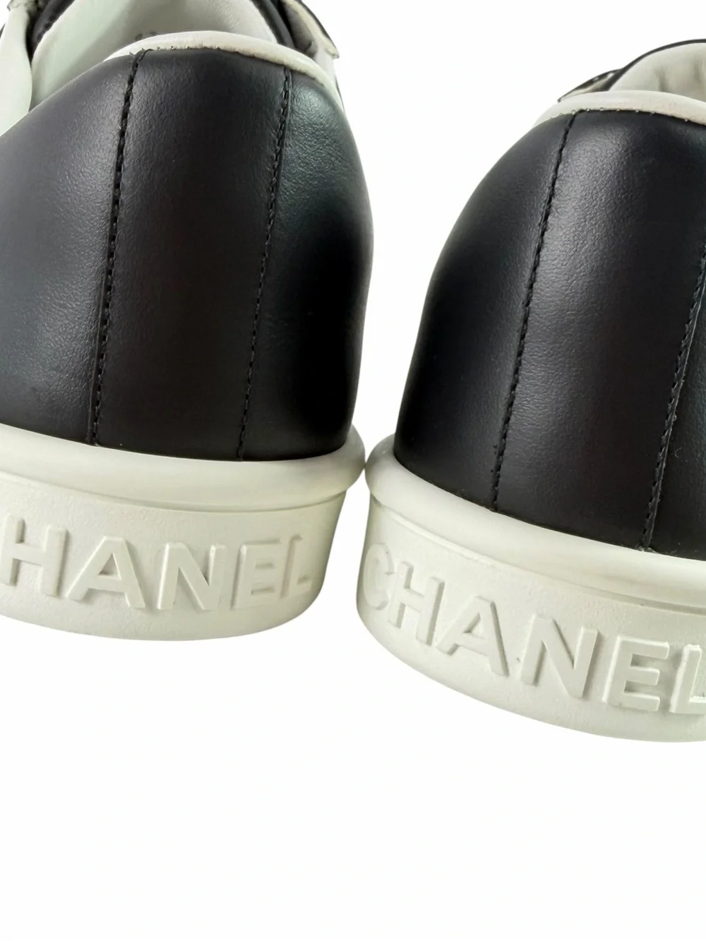 CHANEL Uniform Black Leather Low Top Unisex Sneakers Marked as 42 - W 11 - M 9